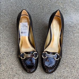 Coach Charley Soft Patent Dark Brown Heels - 7.5